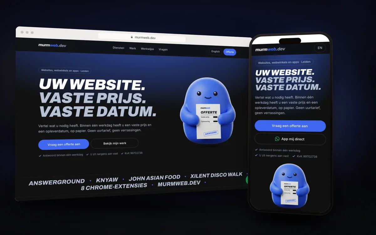Short recording of murmweb.dev on laptop and phone
